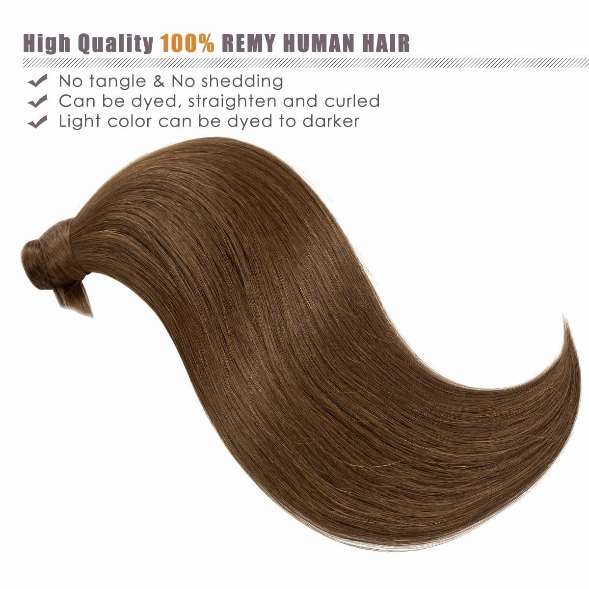 Lacer Wrap Around Ponytail Human Hair with Magic Paste Chocolate Brown Lace Weft 16 Inch Wrap Around Ponytail Human Hair Natural One Piece Real Hair Ponytails for Women 70 Grams