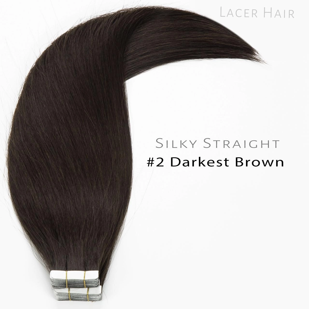 Lacerhair 14 inch Seamless Remy Tape in Human Hair Extensions Balayage Natural PU Skin Weft 100% Real Virgin Human Hair Color #2 Darkest Brown Double Side 50g 20pcs/set