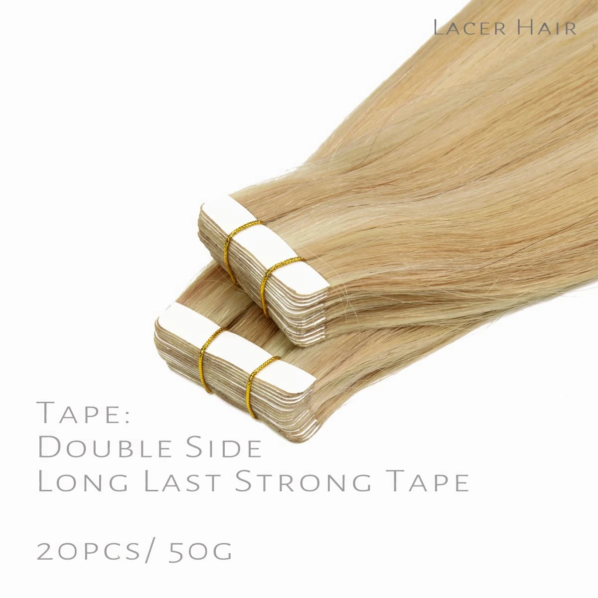 Lacerhair Hair Extensions Natural Remy Tape in Human Hair Extensions Dip Dyed Balayage Seamless PU Skin Weft 100% Real Virgin Hair Ombre Golden Blond Colour Double Side 50g 20pcs/set 60cm , P 12/60