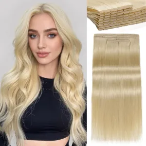 LADY MIRANDA 20 Inch 100g Blonde Human Hair Extensions-Double Weft with Micro Beads Invisible Weft, Genius Handmade Twin Tabs Wefts for All-Day Comfort & Natural-Looking(Blonde, 20 Inch)