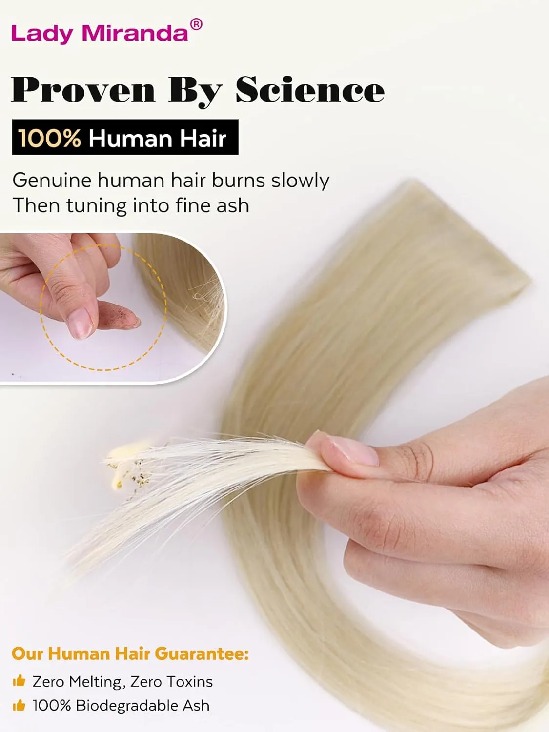 LADY MIRANDA 20 Inch 100g Blonde Human Hair Extensions-Double Weft with Micro Beads Invisible Weft, Genius Handmade Twin Tabs Wefts for All-Day Comfort & Natural-Looking(Blonde, 20 Inch)