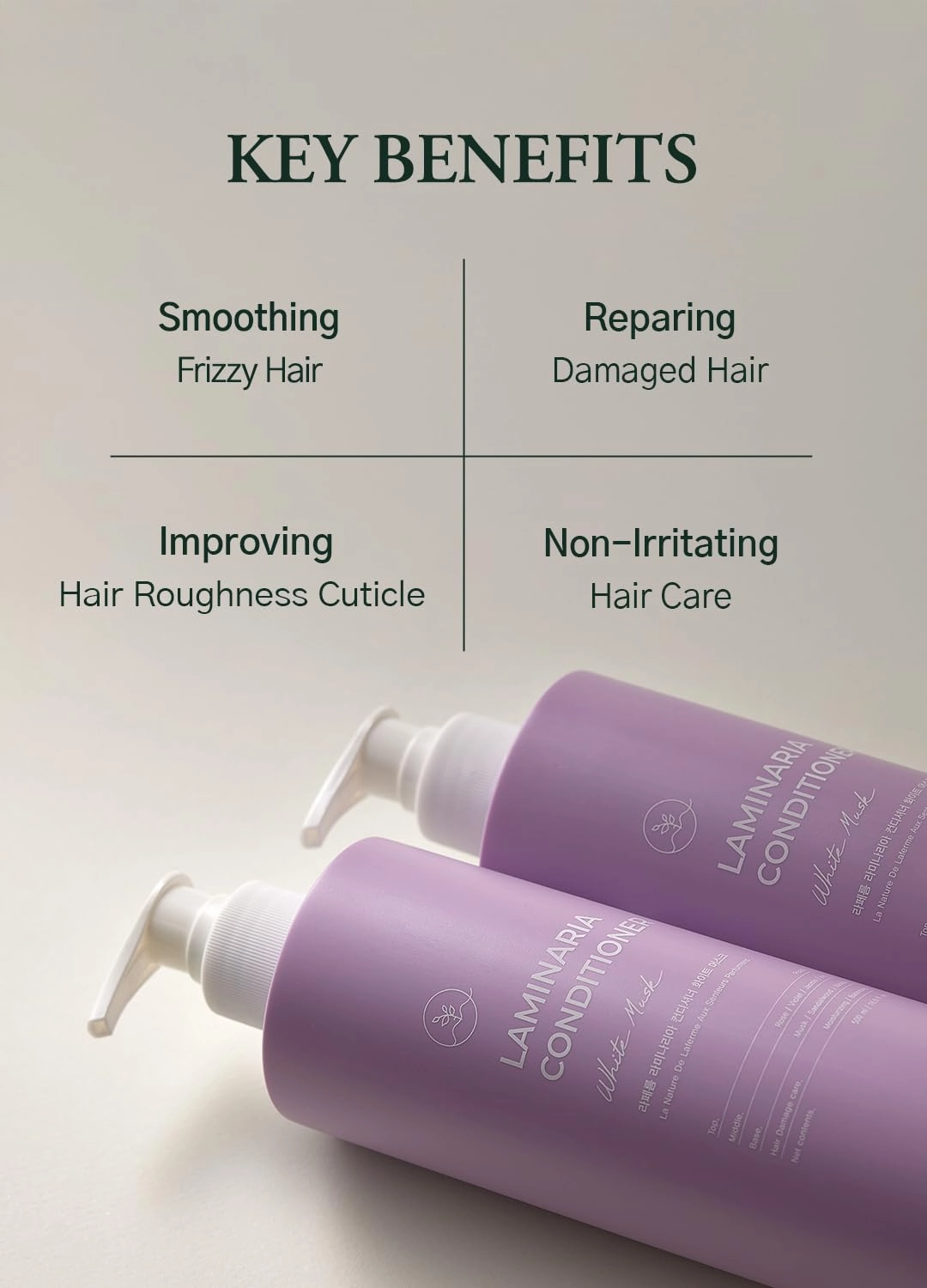Laminaria Damaged Hair Care Conditioner with Organic ingredient, Smoothing for Anti-Frizz, Hydrating & Moisturizing, Sulfate & Paraben Free, For Women & Men, 16.9 Fl Oz b (White Musk)
