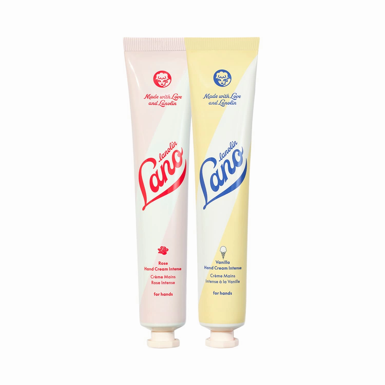 Lanolips Hand Cream Duo - Rose & Vanilla - Hydrating & Moisturizing Hand Cream for Dry Skin, Cracked Skin, Hands and Cuticles (2 x 1.69 oz)