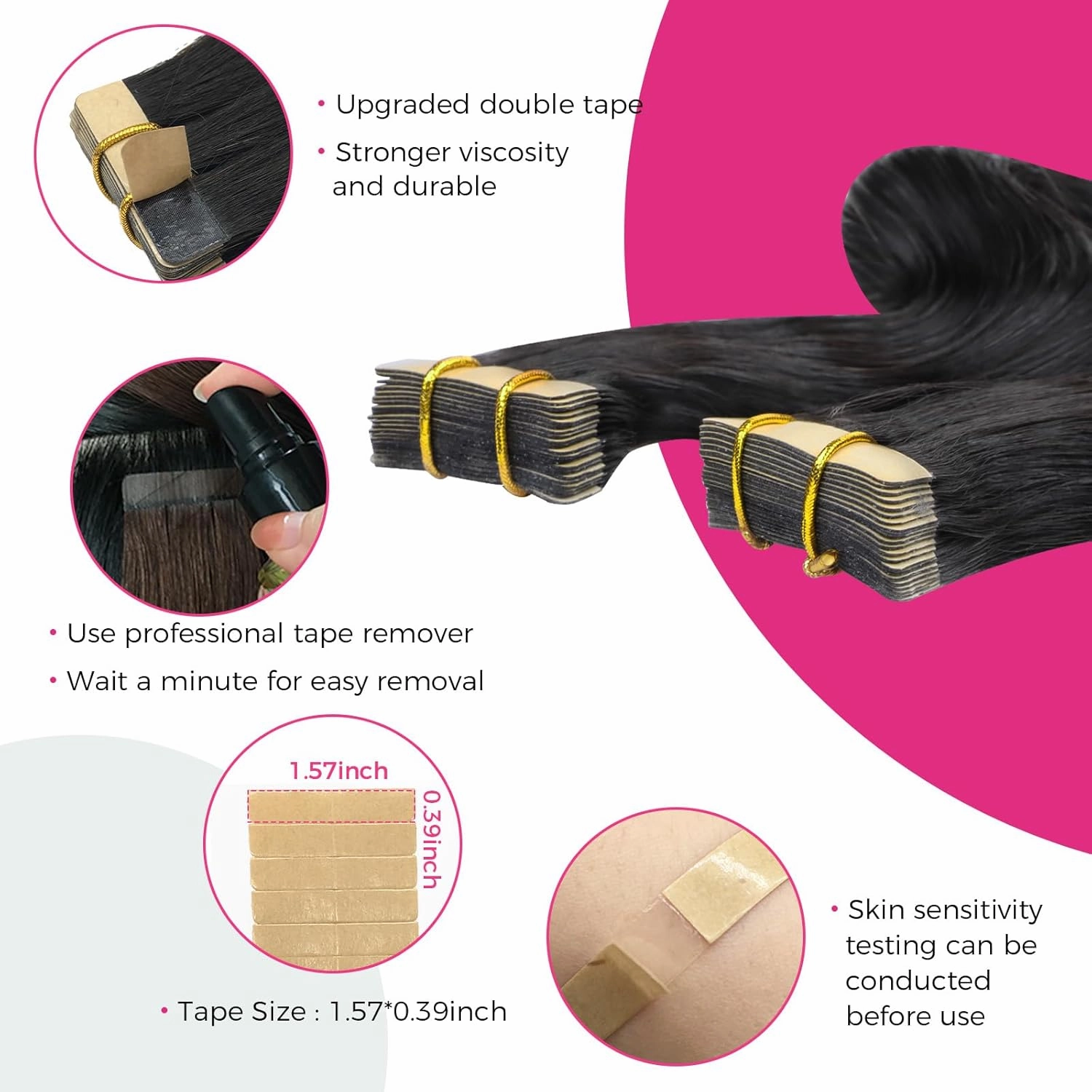 Lashey Tape in Hair Extensions Human Hair 40pcs 100g/pack 20 Inch Body Wave Natural Black Soft and Invisible Hair Extensions