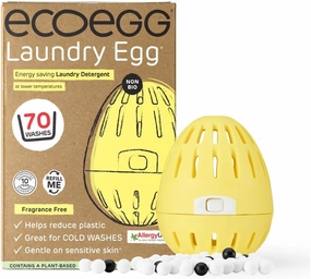 Laundry Egg | Detergent and Fabric Conditioner Replacement | Non bio and no enzymes, phosphates, Palm Oil, Chlorine Bleach | Sensitive Skin | Fragrance Free 70 Washes