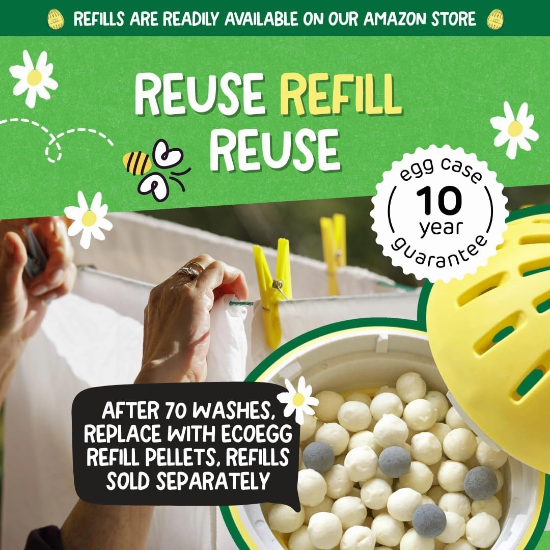 Laundry Egg | Detergent and Fabric Conditioner Replacement | Non bio and no enzymes, phosphates, Palm Oil, Chlorine Bleach | Sensitive Skin | Fragrance Free 70 Washes