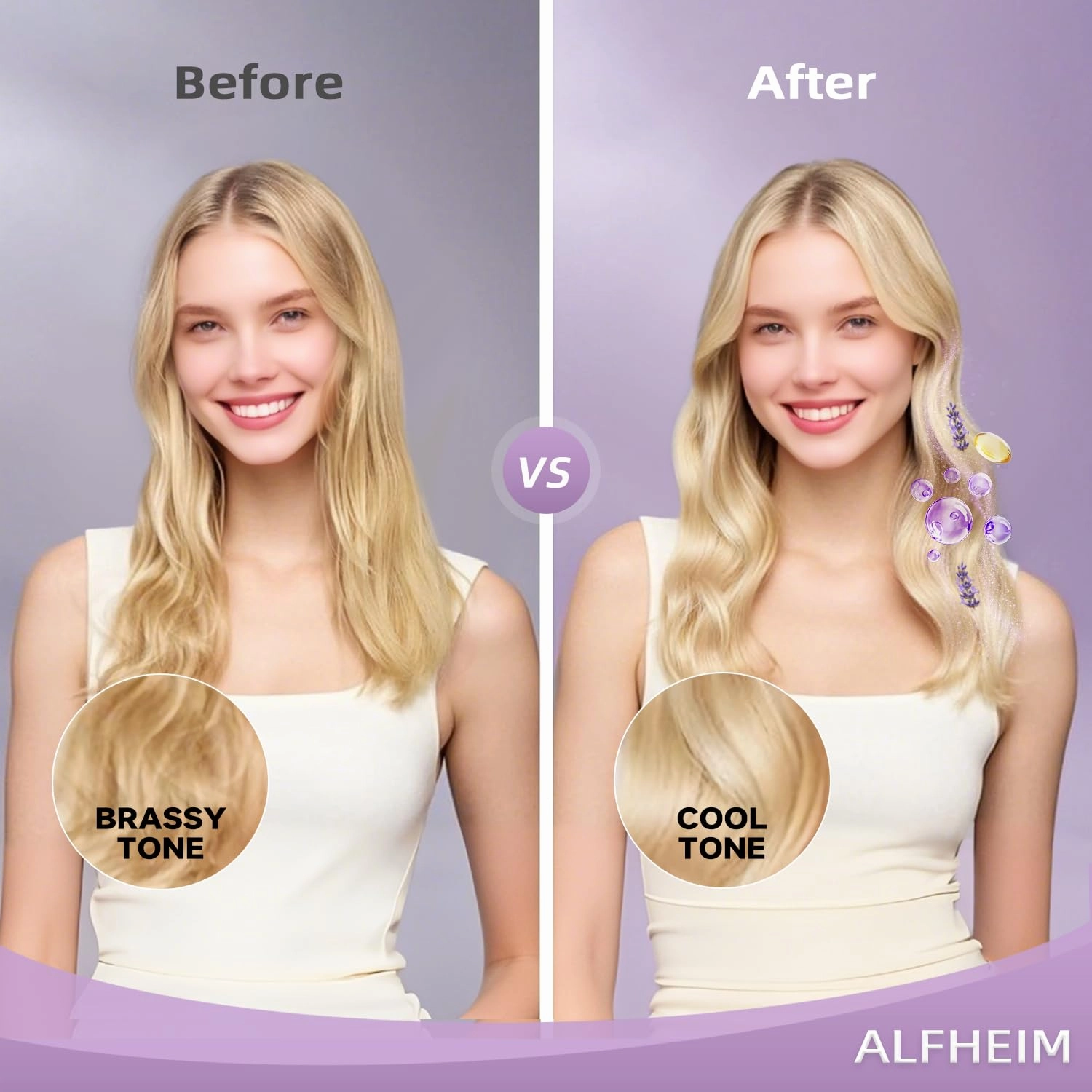 Lavender  Purple Shampoo | Moisturizing & Brass Control | Sulfate-Free, Color-Safe | For Blonde, Silver & Highlighted Hair | Infused with Lavender Oil & Vitamin E | 18 oz