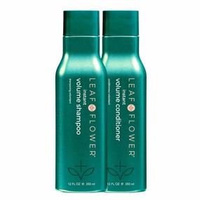 Leaf & Flower Shampoo & Conditioner 12 oz Duo Set | Necessities And Essentails Packaging (Green/Instant Volume)