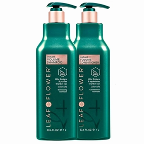 Leaf & Flower Shampoo & Conditioner 33.6 oz Duo Set | Necessities And Essentails Packaging (Green/Instant Volume)