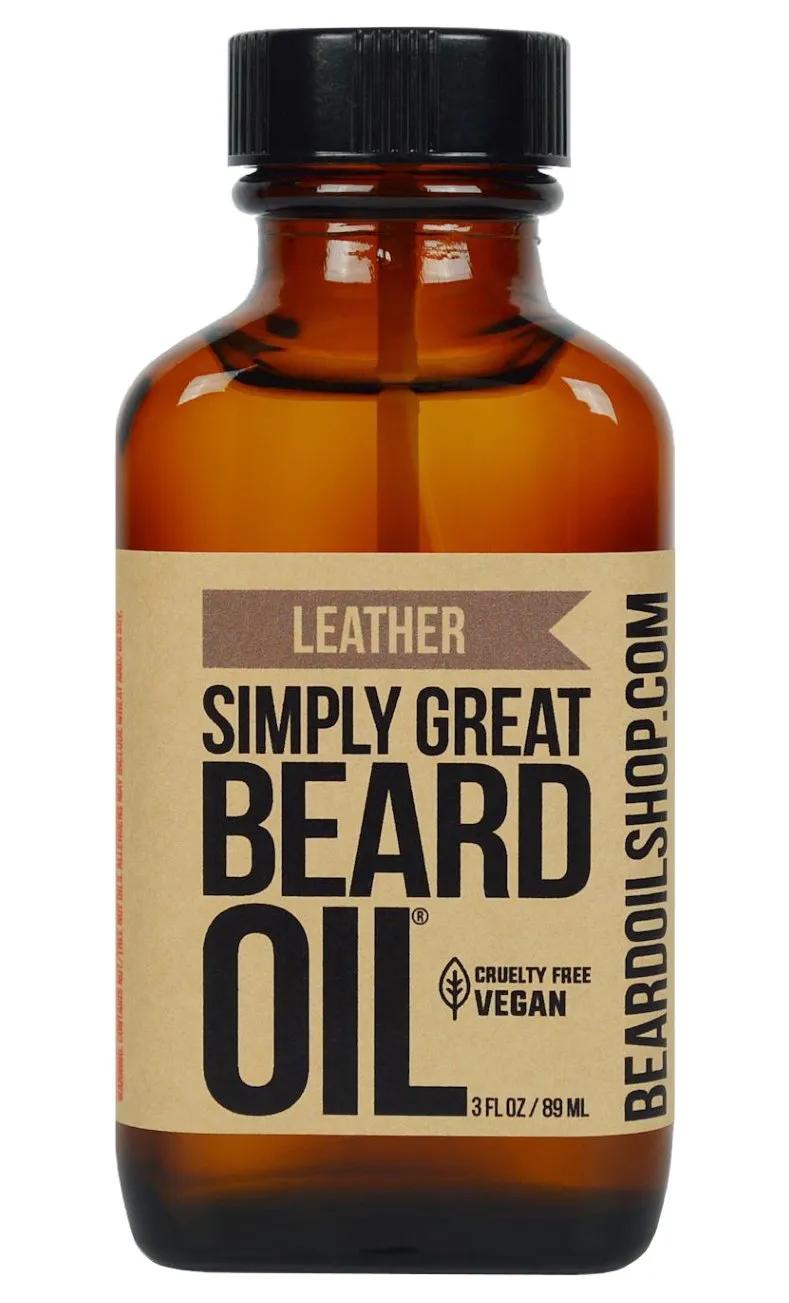 LEATHER Scented - Holiday Gifts - Stocking Stuffers - Beard Conditioner -3 Oz - Easy Applicator - Natural - Vegan and Cruelty Free Care for Beards - Gifts for Men