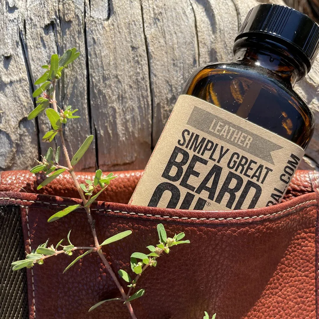 LEATHER Scented - Holiday Gifts - Stocking Stuffers - Beard Conditioner -3 Oz - Easy Applicator - Natural - Vegan and Cruelty Free Care for Beards - Gifts for Men