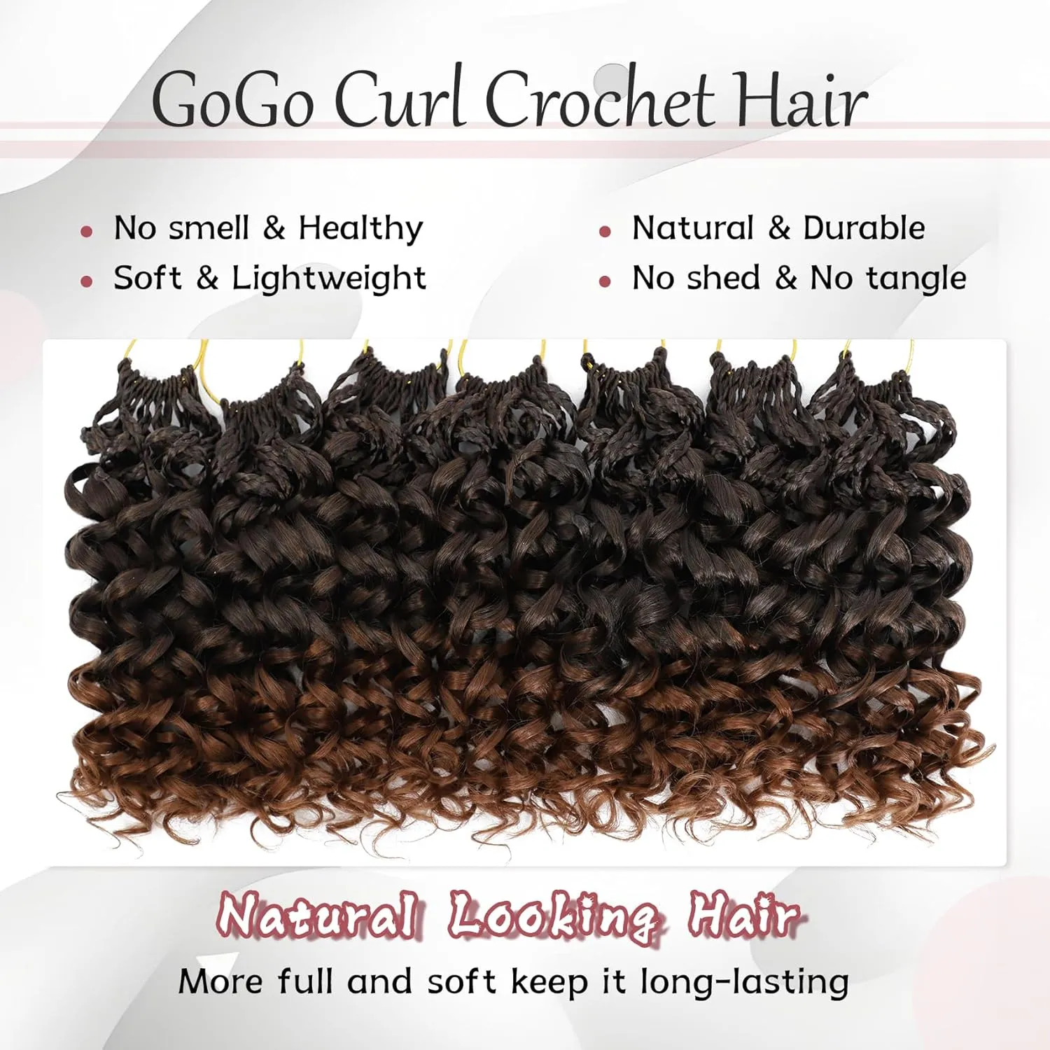 LIYATE 7 Packs Gogo Curl Crochet Hair for Women 18 Inch Pre-Twisted Curly Crochet Hair Deep Ocean Beach Curl Crochet Braids Synthetic Braiding Hair Extensions (18 Inch, 1B/30)