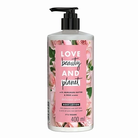Lo'veBeautyPlanet Murumuru Butter & Rose Daily Moisturising Lotion | Instant Glow | All Skin Types | 400ml