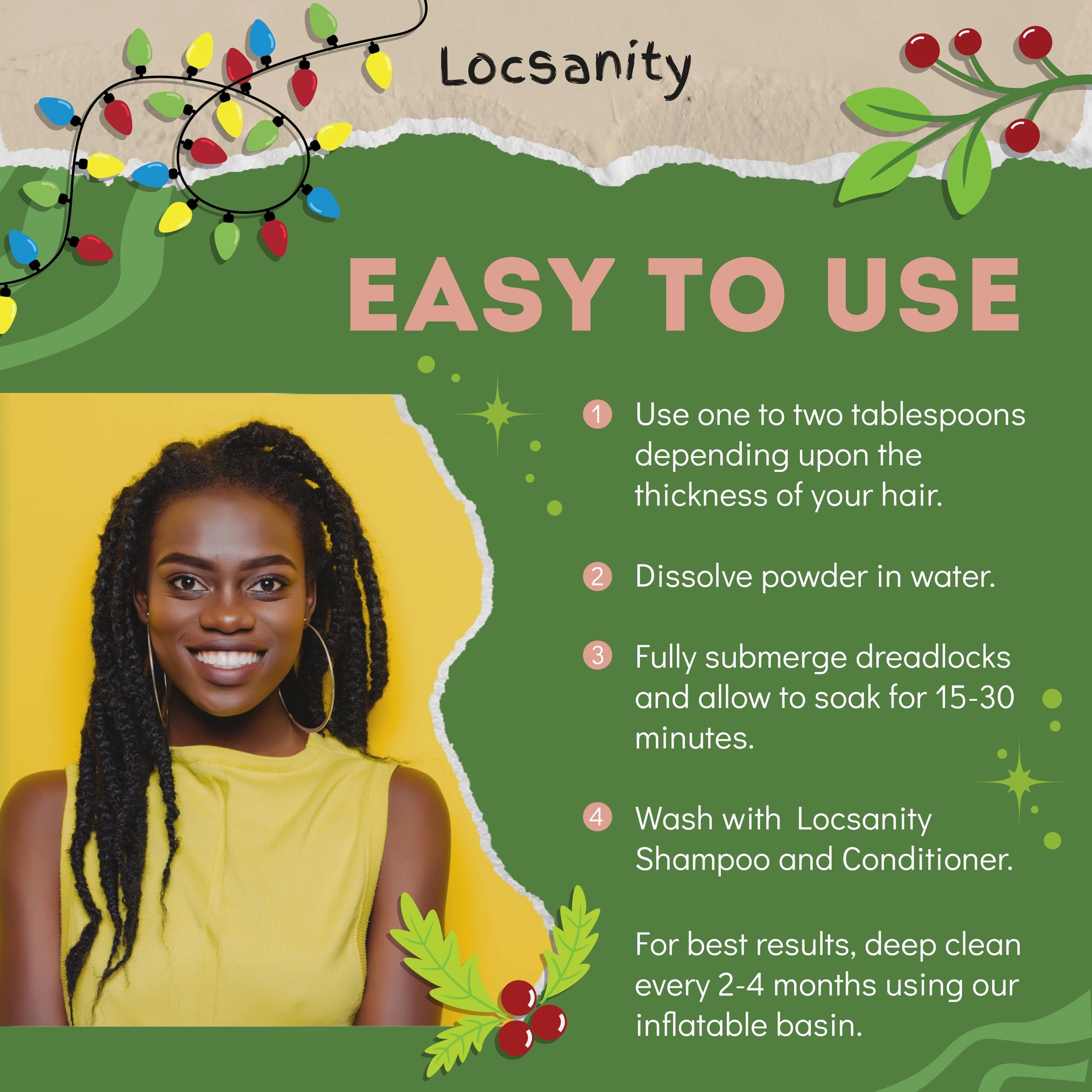 Locsanity Dreadlock Hair Scalp Detox - Deep Clean Dreadlock Powder, Cleansing Conditioner - Natural Hair Cleanser for Build Up - ACV Alternative, Loc Care and Maintenance Products