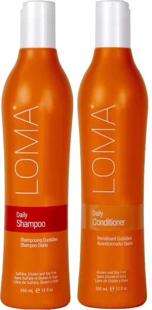 LOMA Daily Shampoo (clear formula) and Daily Conditioner (DUO PACK) 12 Ounce Each