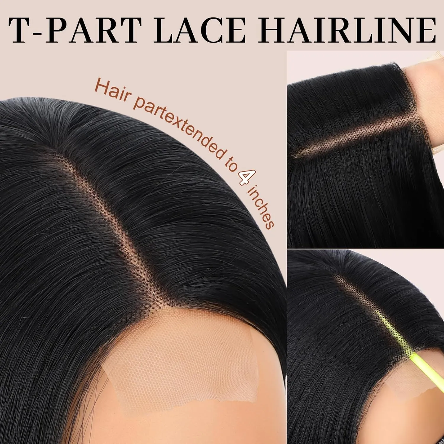 Long Black to Brown Wavy Wig for Women 26 Inch Middle Part Lace Hairline Curly Wavy Synthetic Wig Natural Looking Heat Resistant Fiber for Daily Party Cosplay Use