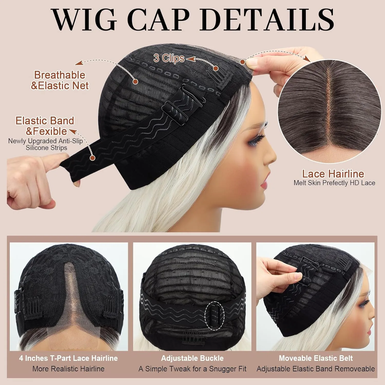 Long Platinum Blonde Wavy Wig for Women 26 Inch Middle Part Lace Hairline Curly Wavy Synthetic Wig Natural Looking Heat Resistant Fiber for Daily Party CosplayUse
