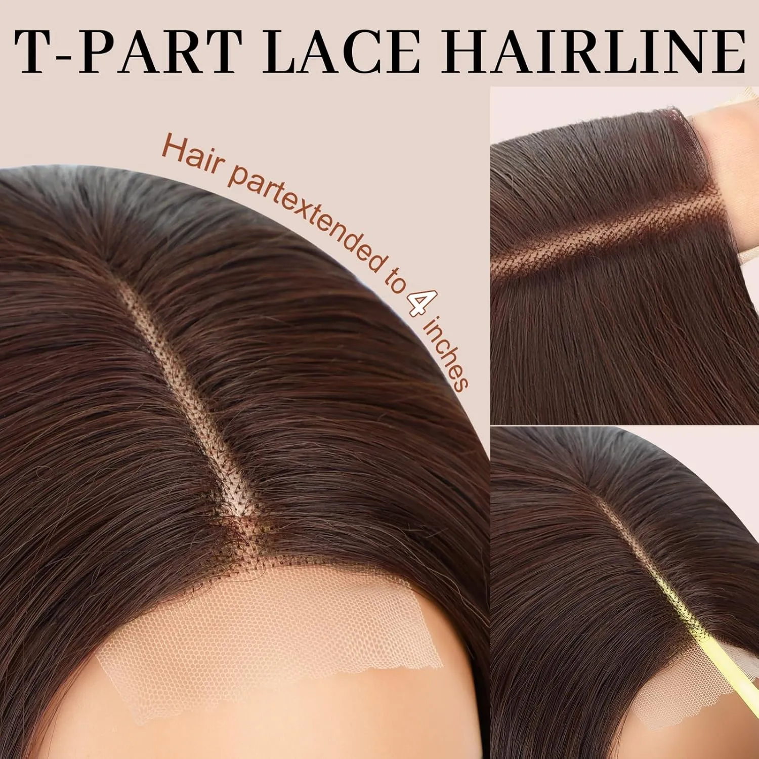 Long Reddish Brown Lace Wig for Women 26 Inch Wavy Curly Synthetic Wig T-Part Lace Hairline Natural Looking Heat Resistant Fiber for Daily Party cosplay Use