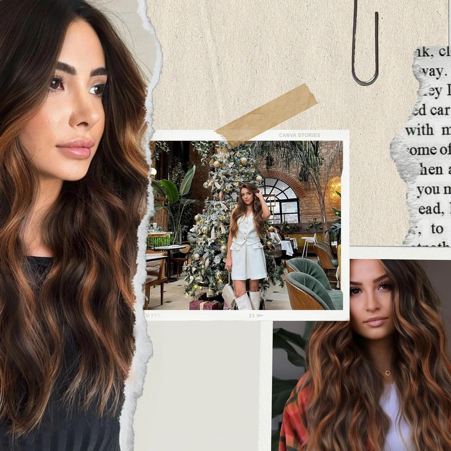 Long Mix Brown Wig for Women 26 Inch Middle Part Wavy Women Charming Hair Realistic Natural Looking Synthetic Heat Resistant Fiber Wig for Daily Party Use
