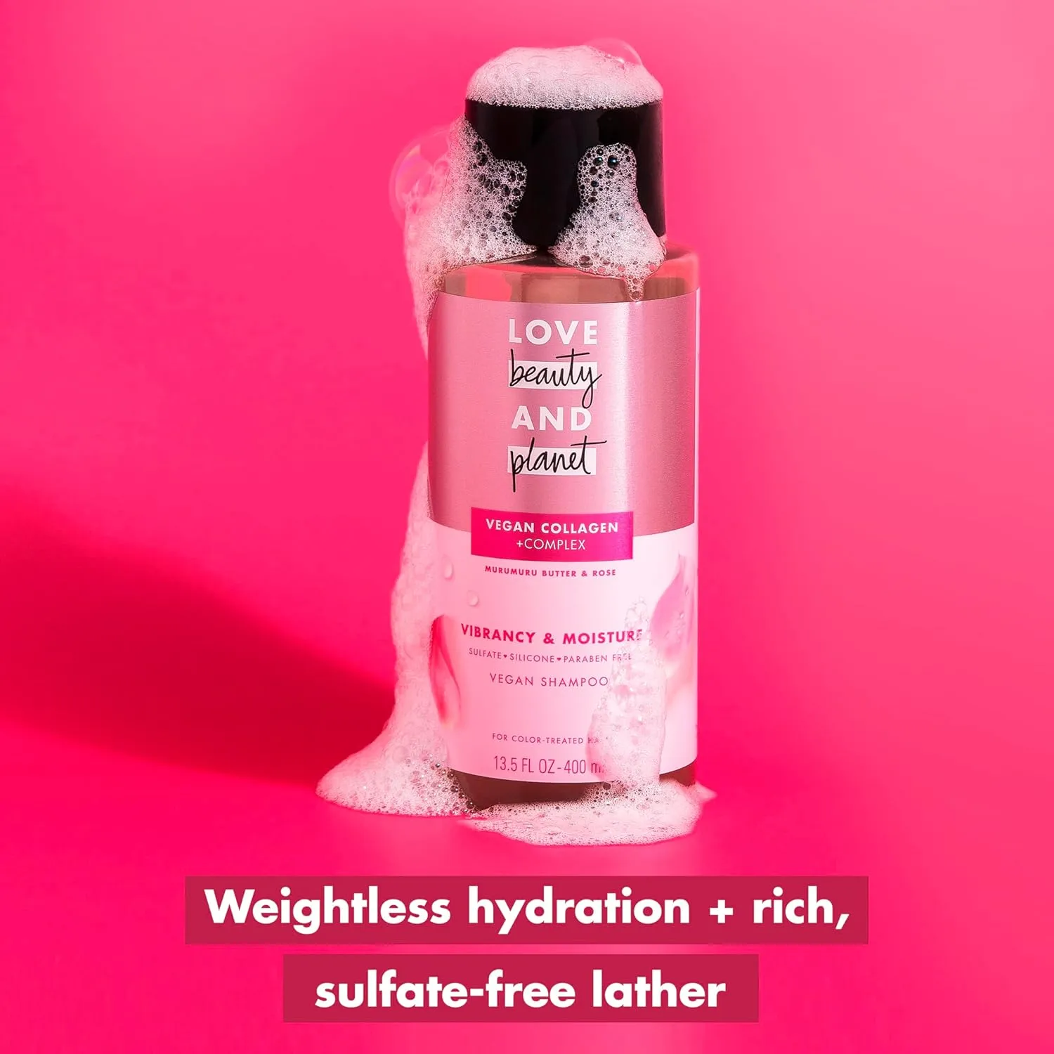 Love Beauty and Planet Shampoo & Conditioner Murumuru Butter & Rose 2 Count for Color-Treated Hair Shampoo and Conditioner Silicone Free, Paraben Free and Vegan 13.5 oz