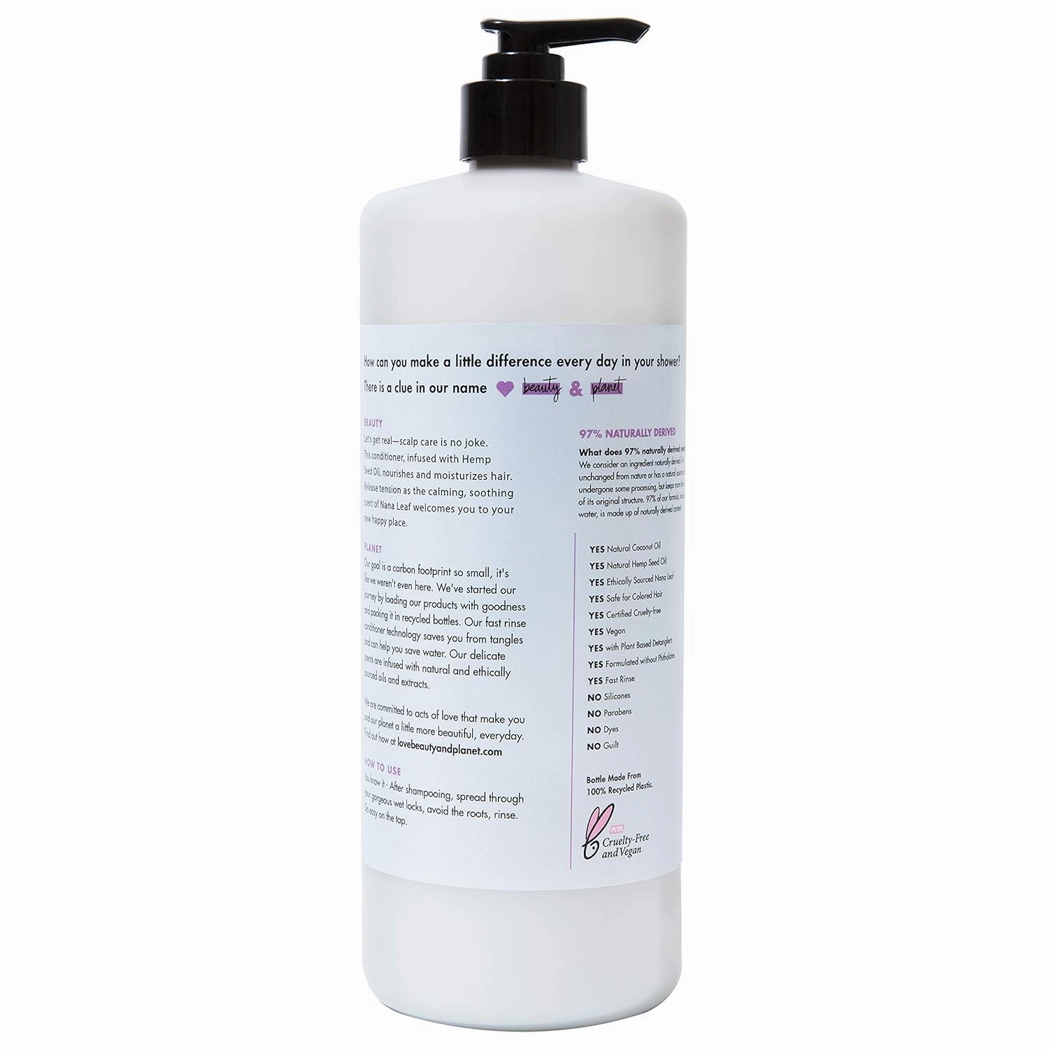 Love Beauty And Planet Soothe & Nourish Dry Hair Conditioner Clean Scalp & Nourished Hair Care Hemp Seed Oil & Nana Leaf Paraben & Silicone Free and Vegan, 32.3 Fl Oz