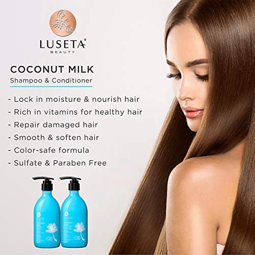 Luseta Coconut Milk Shampoo, Nourishing & Moisturizing Hair, Sulfate & Paraben Free, Keratin & Color Safe, 33.8oz Each