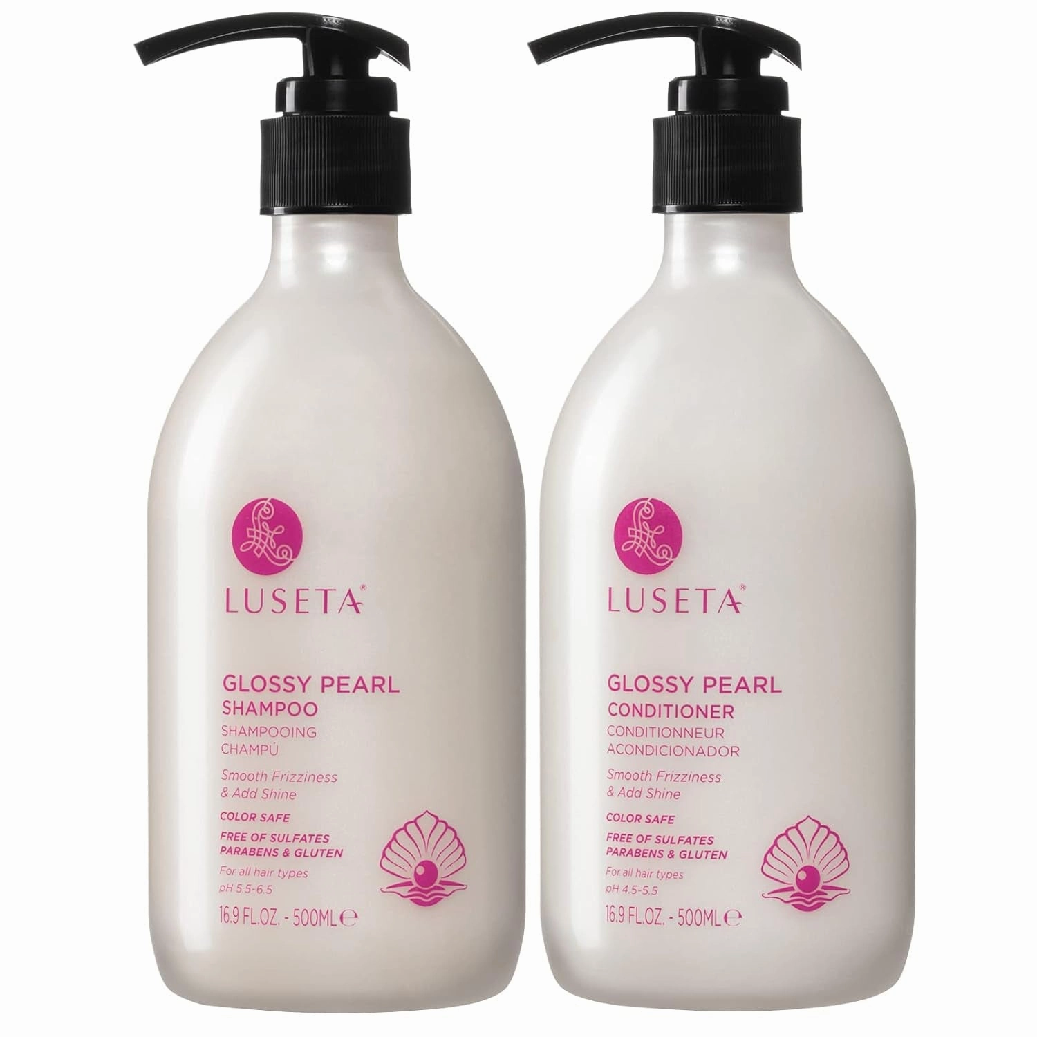 Luseta Hyaluronic Acid Moisturizing Shampoo & Conditioner Set for Dry and Damaged Hair, Sulfate Free Shampoo and Conditioner for Women Infused with Argan Oil and Shea Butter Paraben-Free 2 X 1.01Oz