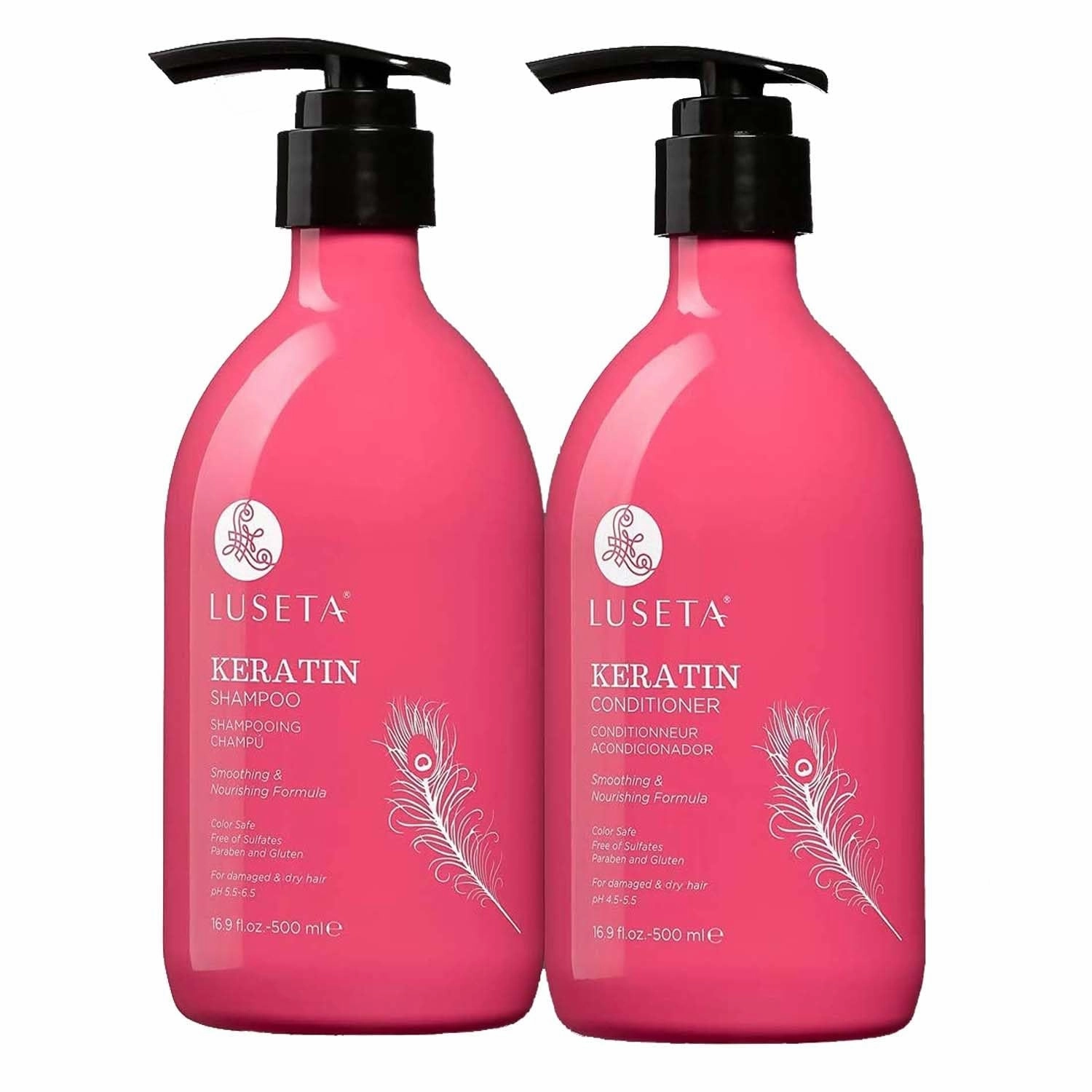 Luseta Hyaluronic Acid Moisturizing Shampoo & Conditioner Set for Dry and Damaged Hair, Sulfate Free Shampoo and Conditioner for Women Infused with Argan Oil and Shea Butter Paraben-Free 2 X 1.01Oz