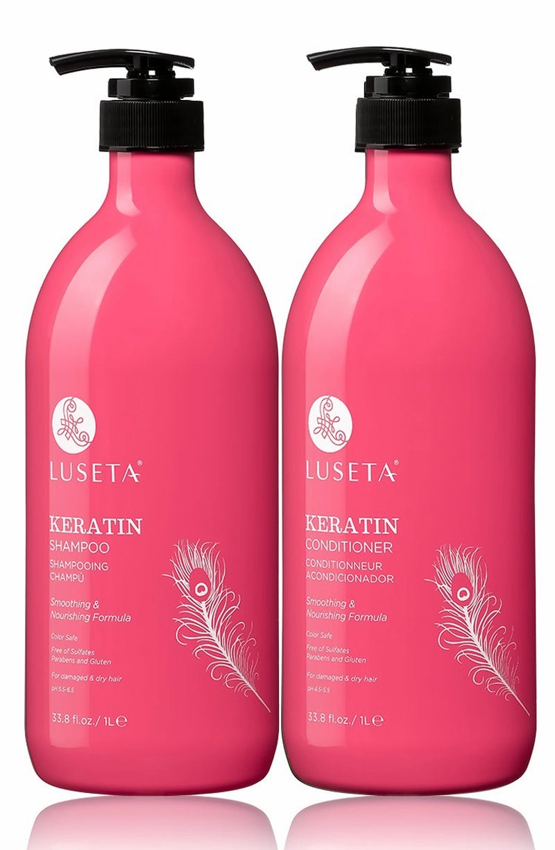 Luseta Hyaluronic Acid Moisturizing Shampoo & Conditioner Set for Dry and Damaged Hair, Sulfate Free Shampoo and Conditioner for Women Infused with Argan Oil and Shea Butter Paraben-Free 2 X 1.01Oz