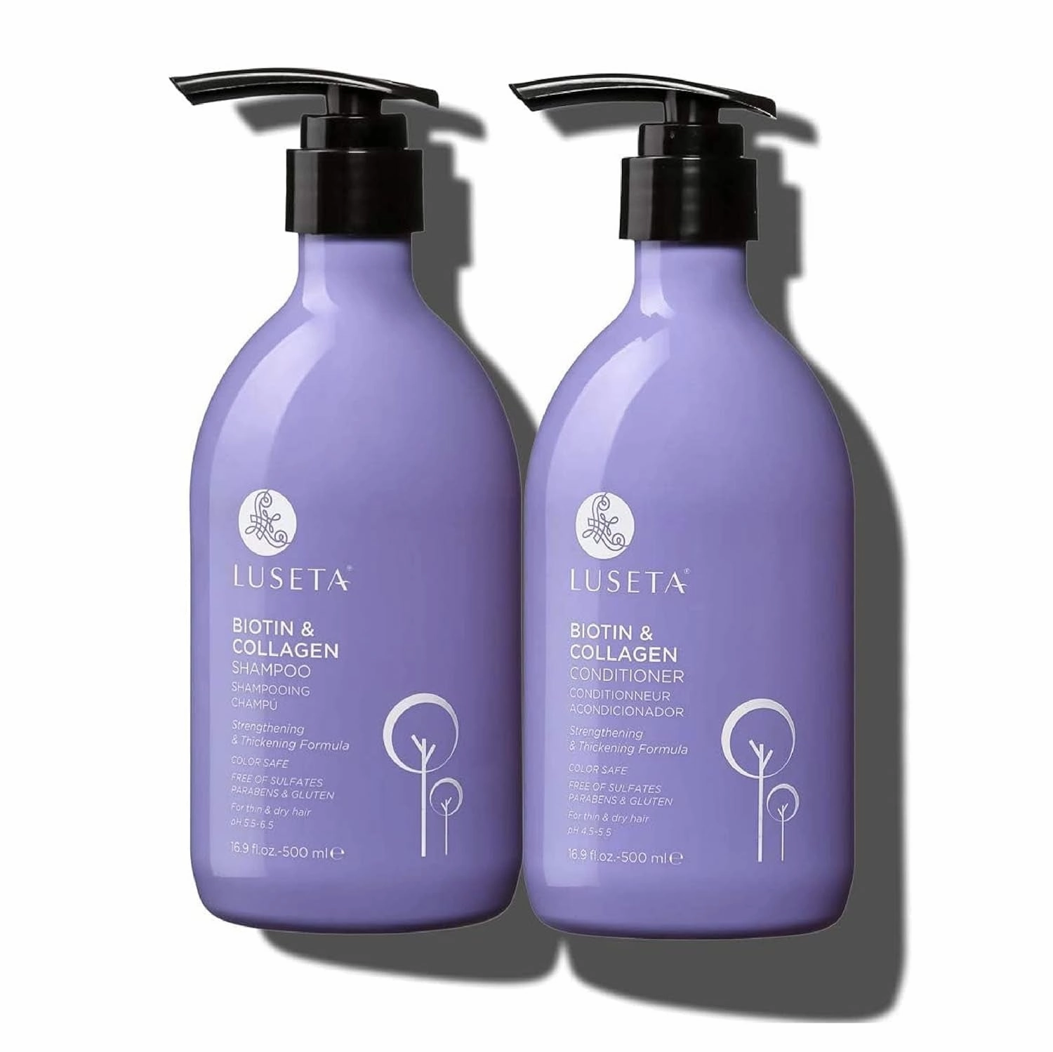 Luseta Hyaluronic Acid Moisturizing Shampoo & Conditioner Set for Dry and Damaged Hair, Sulfate Free Shampoo and Conditioner for Women Infused with Argan Oil and Shea Butter Paraben-Free 2 X 1.01Oz