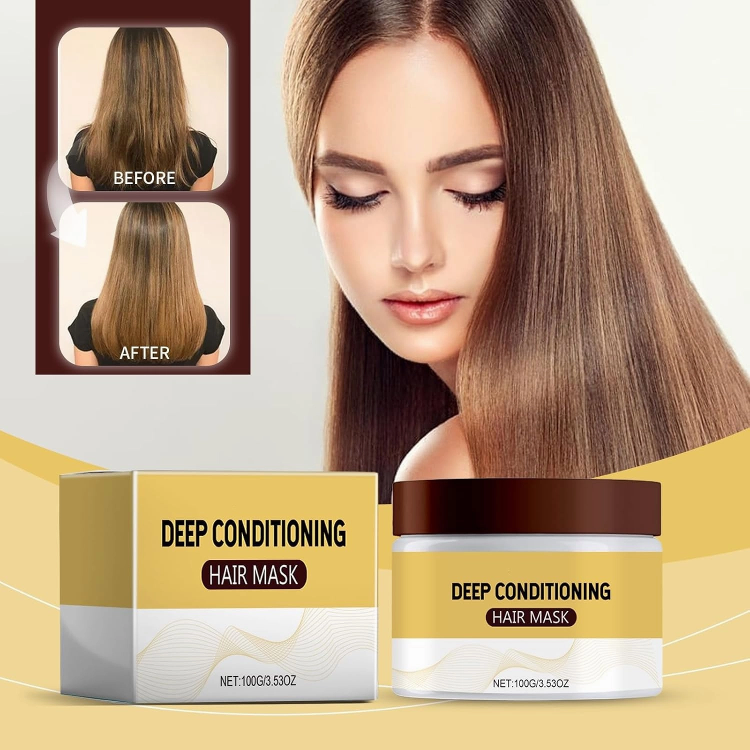 Luxurious Deep Conditioning Hair Mask, 100g Collagen Hair Mask, Hydrating Nourishing Collagen Hair Conditioner for Dry Damaged Hair (2)