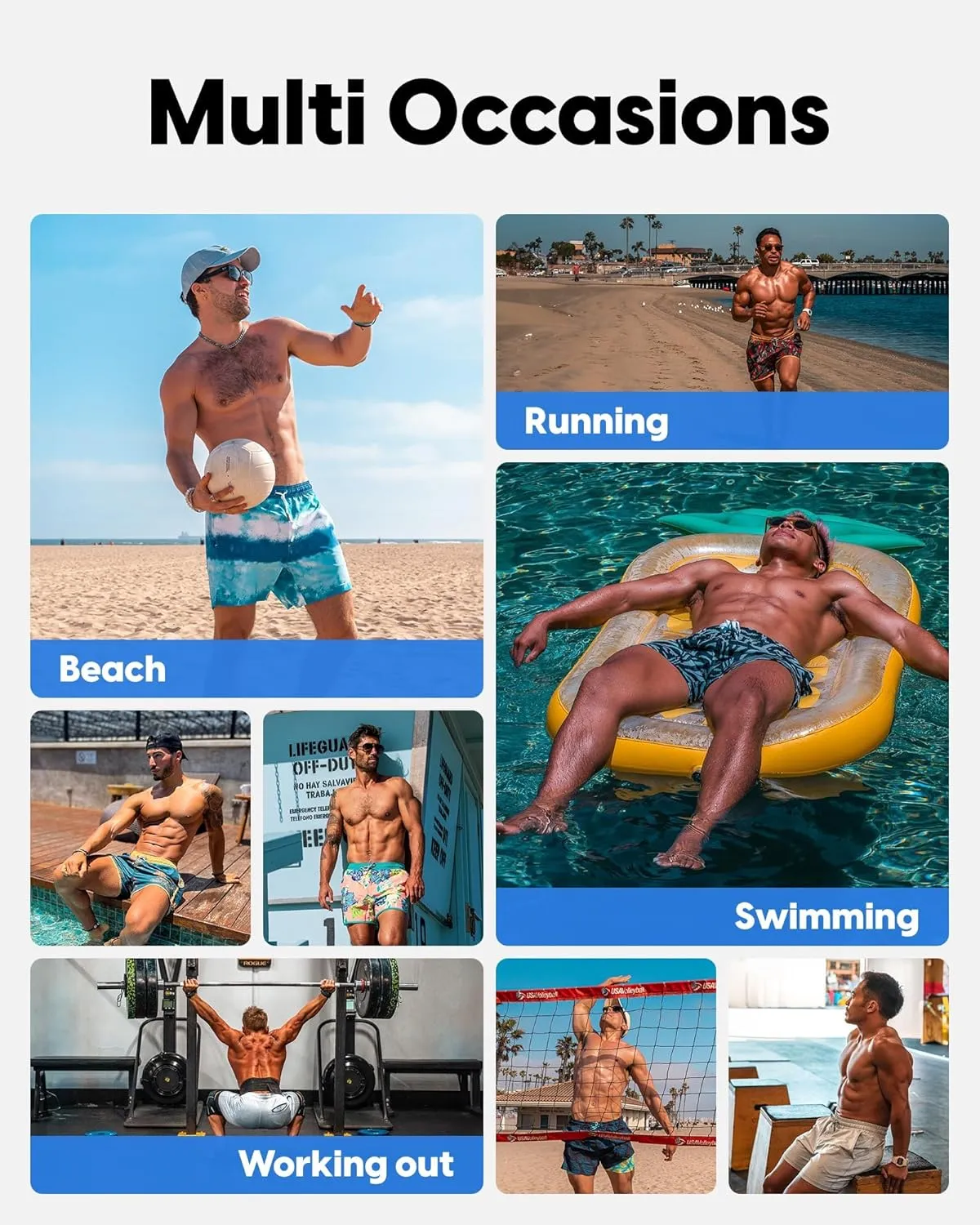 maamgic Men's Swim Trunks with Compression Liner 5.5 inch Beach Shorts Quick Dry Bathing Suits with Zipper Pocket