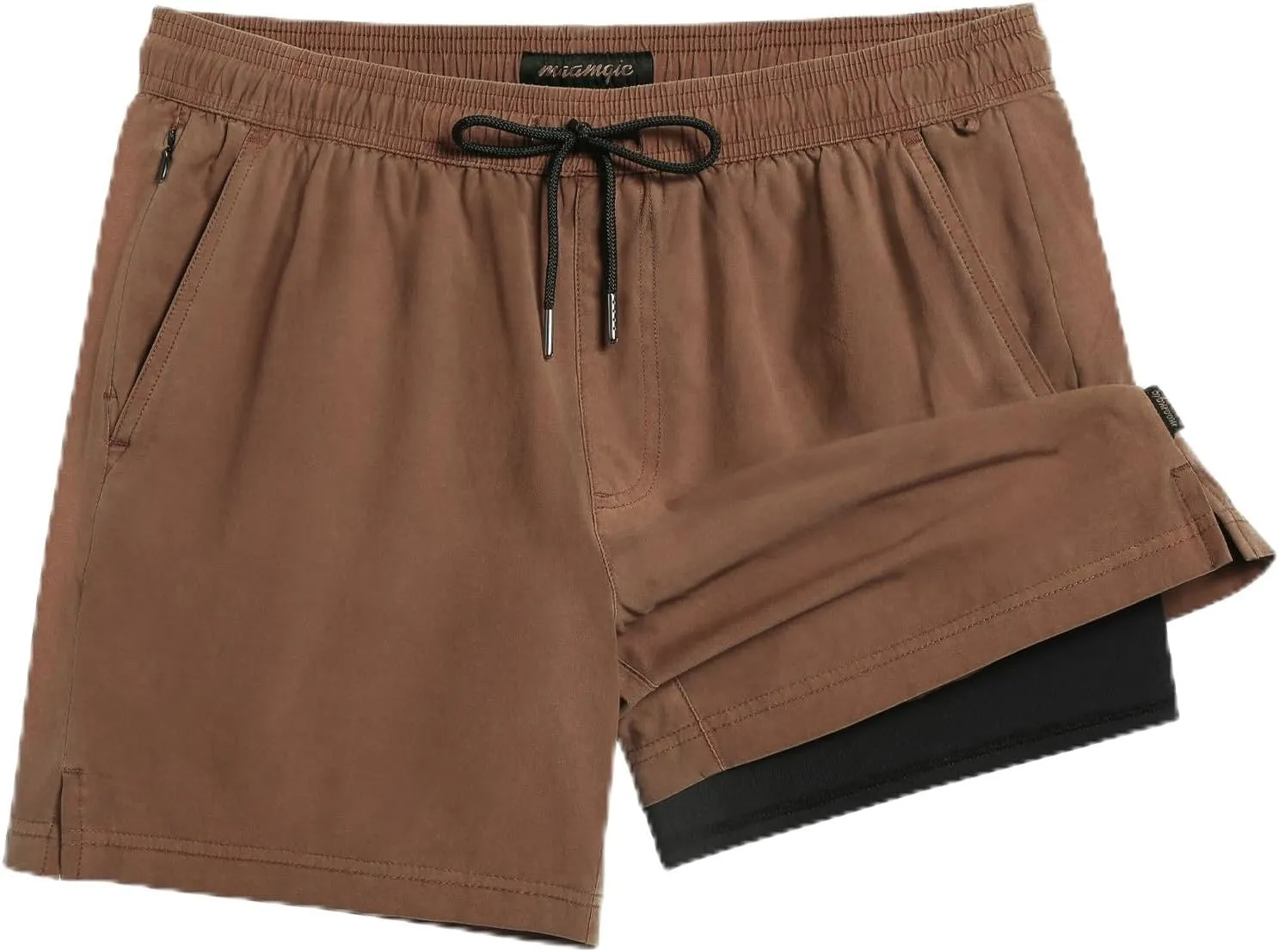 maamgic Men's Swim Trunks with Compression Liner 5.5 inch Beach Shorts Quick Dry Bathing Suits with Zipper Pocket