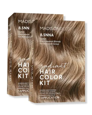 Madison Reed Radiant Hair Color Kit, Dark Neutral Blonde for 100% Gray Coverage of Resistant Gray Hair, Ammonia-Free, 8.5NNA Lusia Dark Blonde, Permanent Hair Dye, Pack of 2