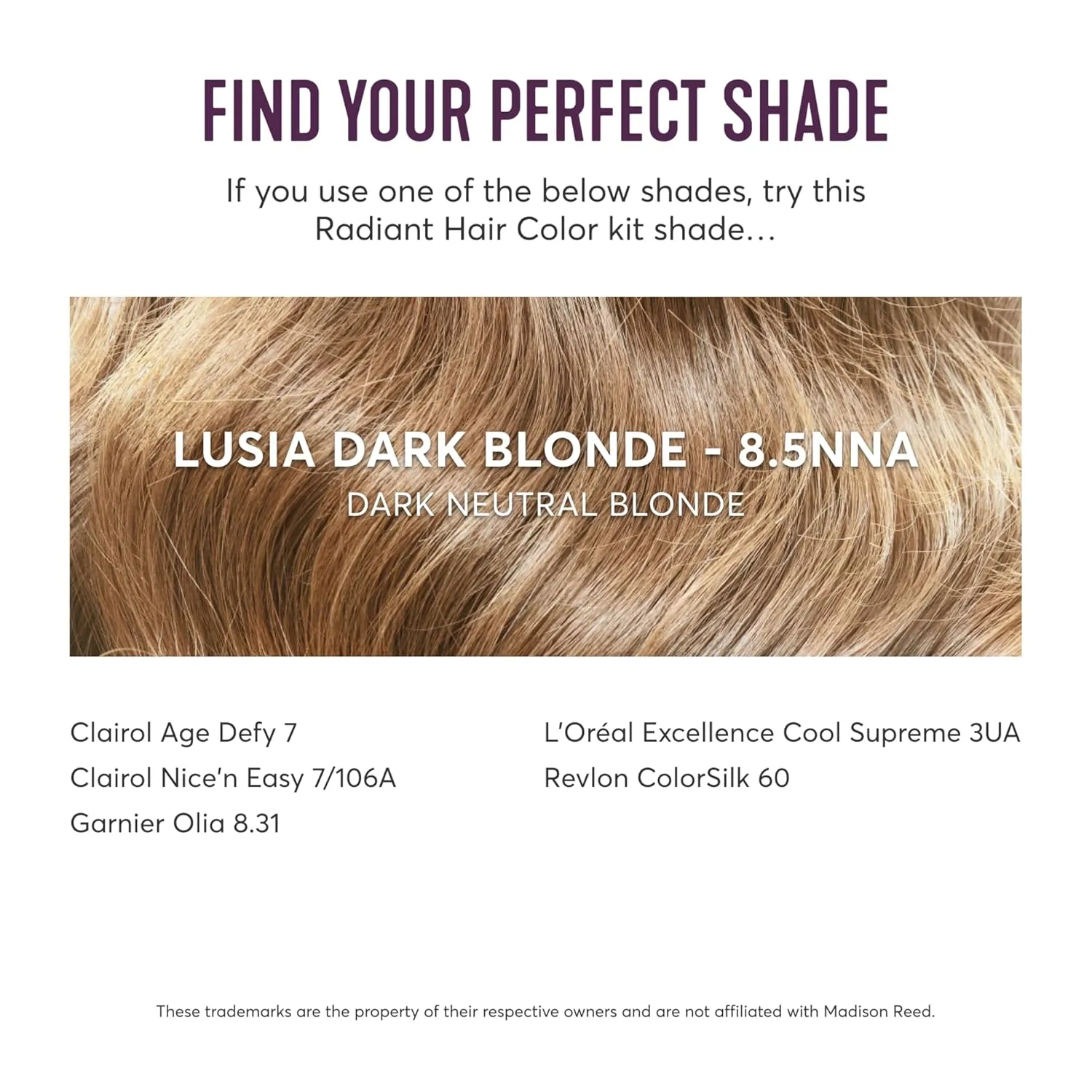 Madison Reed Radiant Hair Color Kit, Dark Neutral Blonde for 100% Gray Coverage of Resistant Gray Hair, Ammonia-Free, 8.5NNA Lusia Dark Blonde, Permanent Hair Dye, Pack of 2