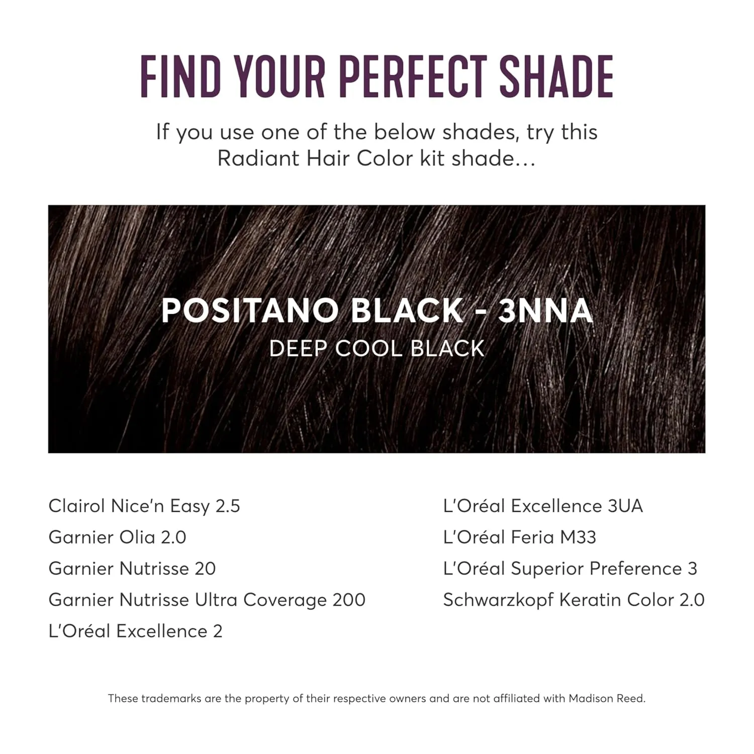Madison Reed Radiant Hair Color Kit, Darkest Brown Black for 100% Gray Coverage, Ammonia-Free, 3NNA Positano Black, Permanent Hair Dye, Pack of 1