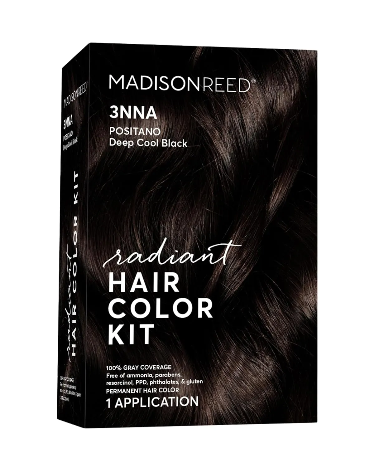 Madison Reed Radiant Hair Color Kit, Darkest Brown Black for 100% Gray Coverage, Ammonia-Free, 3NNA Positano Black, Permanent Hair Dye, Pack of 1