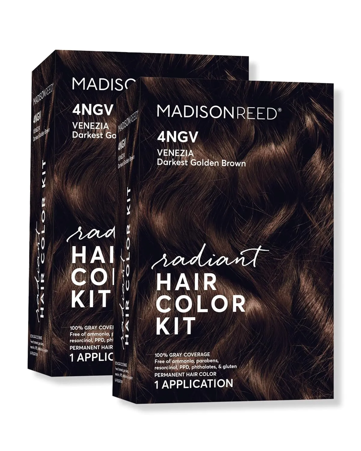 Madison Reed Radiant Hair Color Kit, Darkest Golden Brown for 100% Gray Coverage, Ammonia-Free, 4NGV Venezia Brown, Permanent Hair Dye, Pack of 2