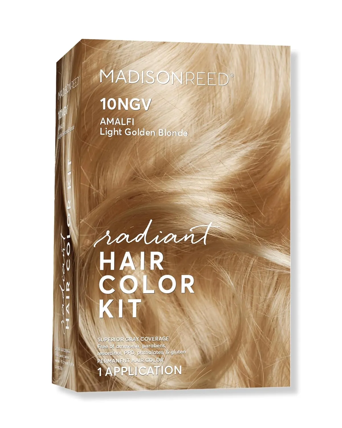 Madison Reed Radiant Hair Color Kit, Light Golden Blonde for Superior Gray Coverage, Ammonia-Free, 10NGV Amalfi Blonde, Permanent Hair Dye, Pack of 1