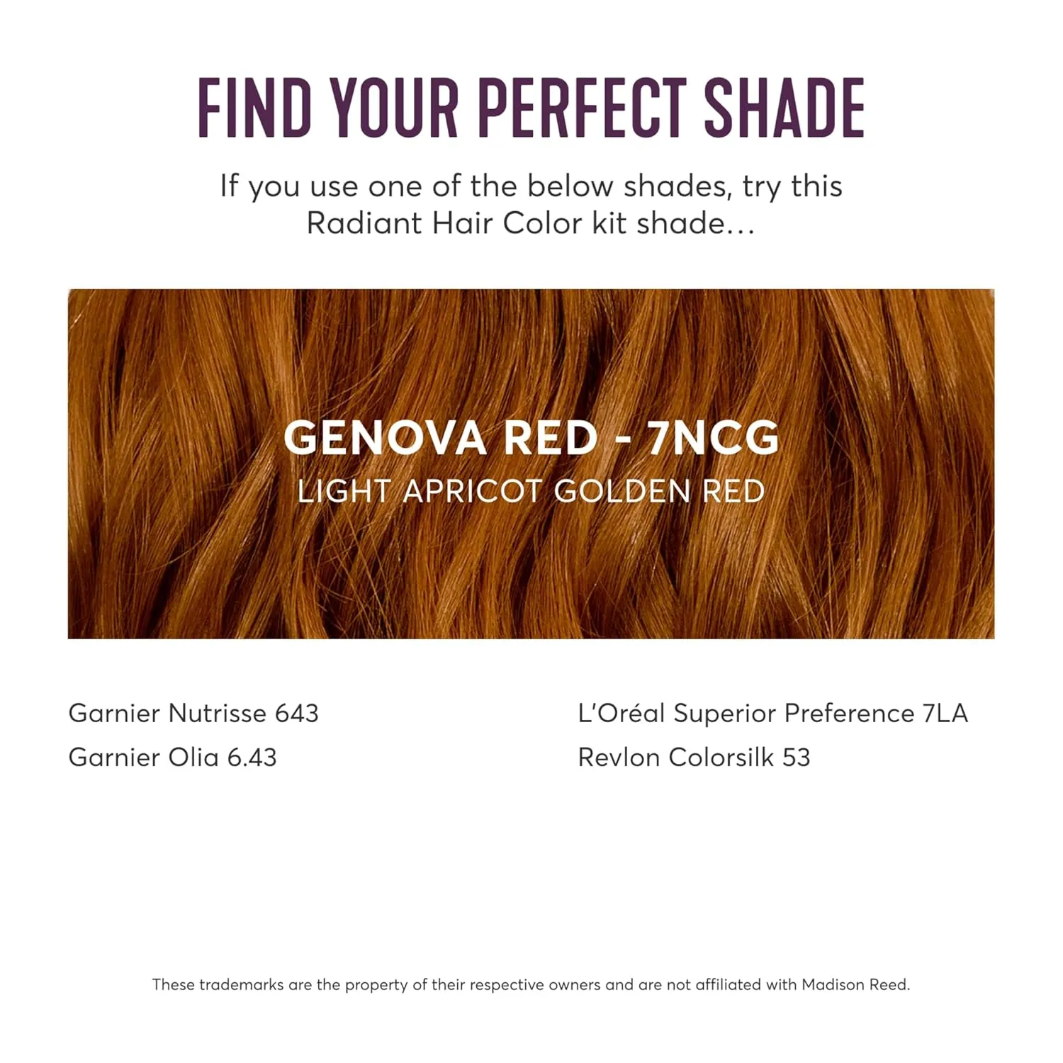 Madison Reed Radiant Hair Color Kit, Light Golden Red for 100% Gray Coverage, Ammonia-Free, 7NCG Genova Red, Permanent Hair Dye, Pack of 1