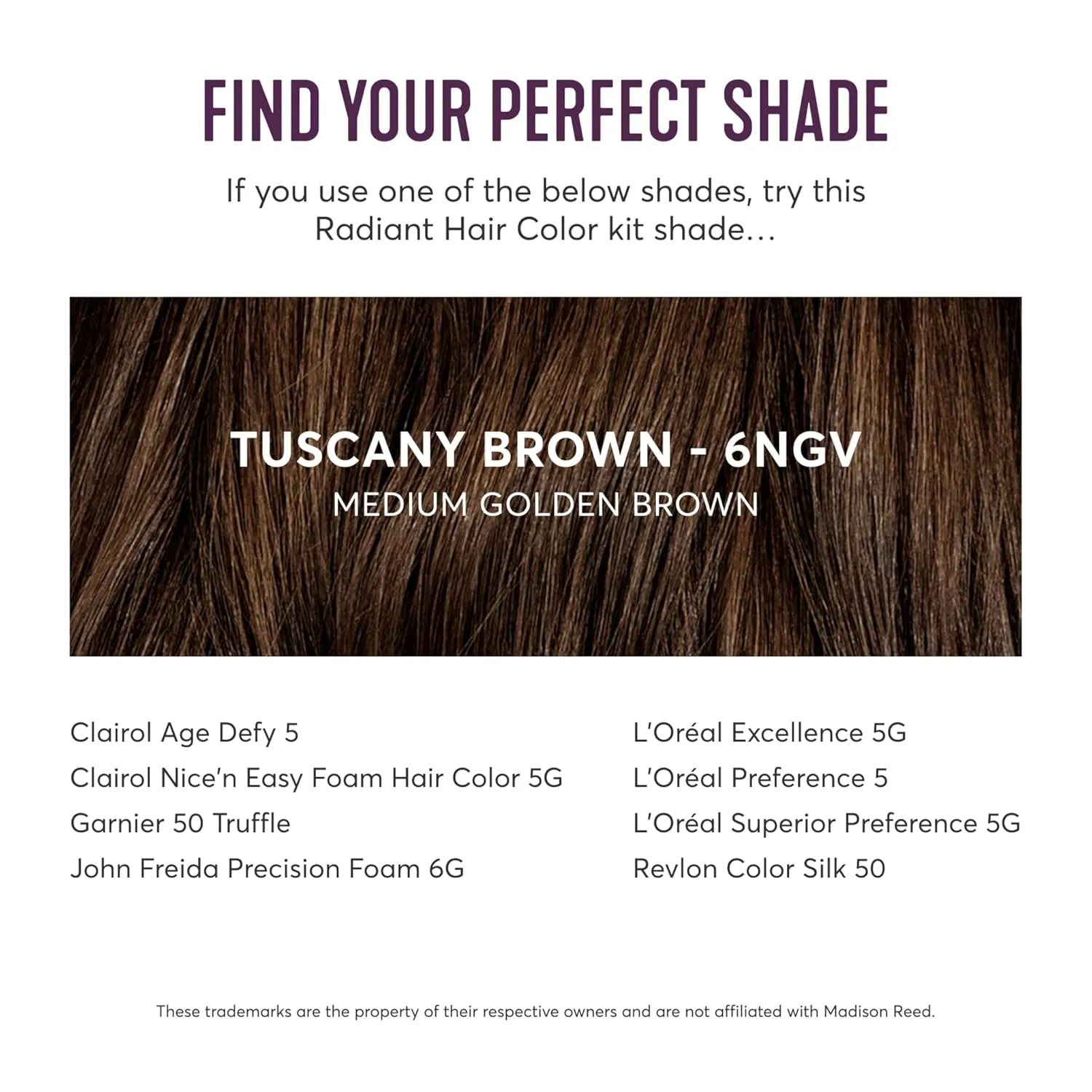 Madison Reed Radiant Hair Color Kit, Medium Golden Brown for 100% Gray Coverage, Ammonia-Free, 6NGV Tuscany Brown, Permanent Hair Dye, Pack of 1