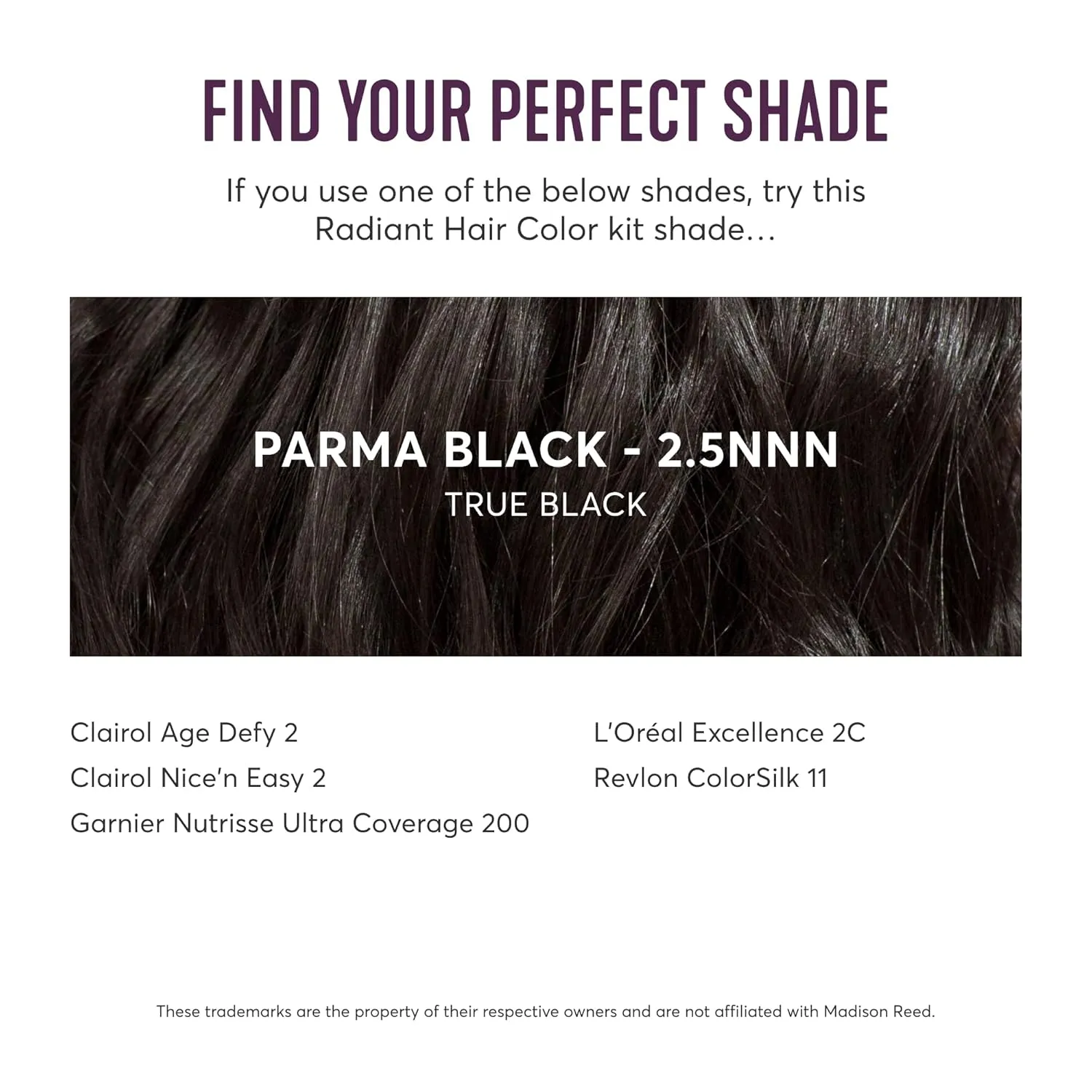 Madison Reed Radiant Hair Color Kit, Soft Black for 100% Coverage of Resistant Gray Hair, Ammonia-Free, 2.5NNN Parma Black, Permanent Hair Dye, Pack of 1