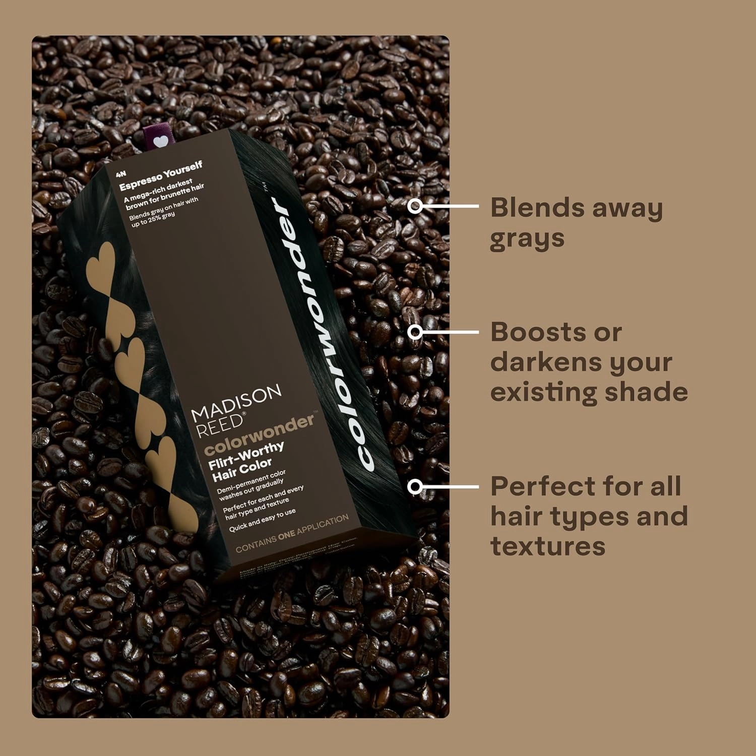 Madison Reed colorwonder Demi-Permanent Hair Color, Effortless At-Home Hair Dye, Ammonia-Free, Cruelty-Free, Espresso Yourself (4N Darkest Brown), Pack of 1