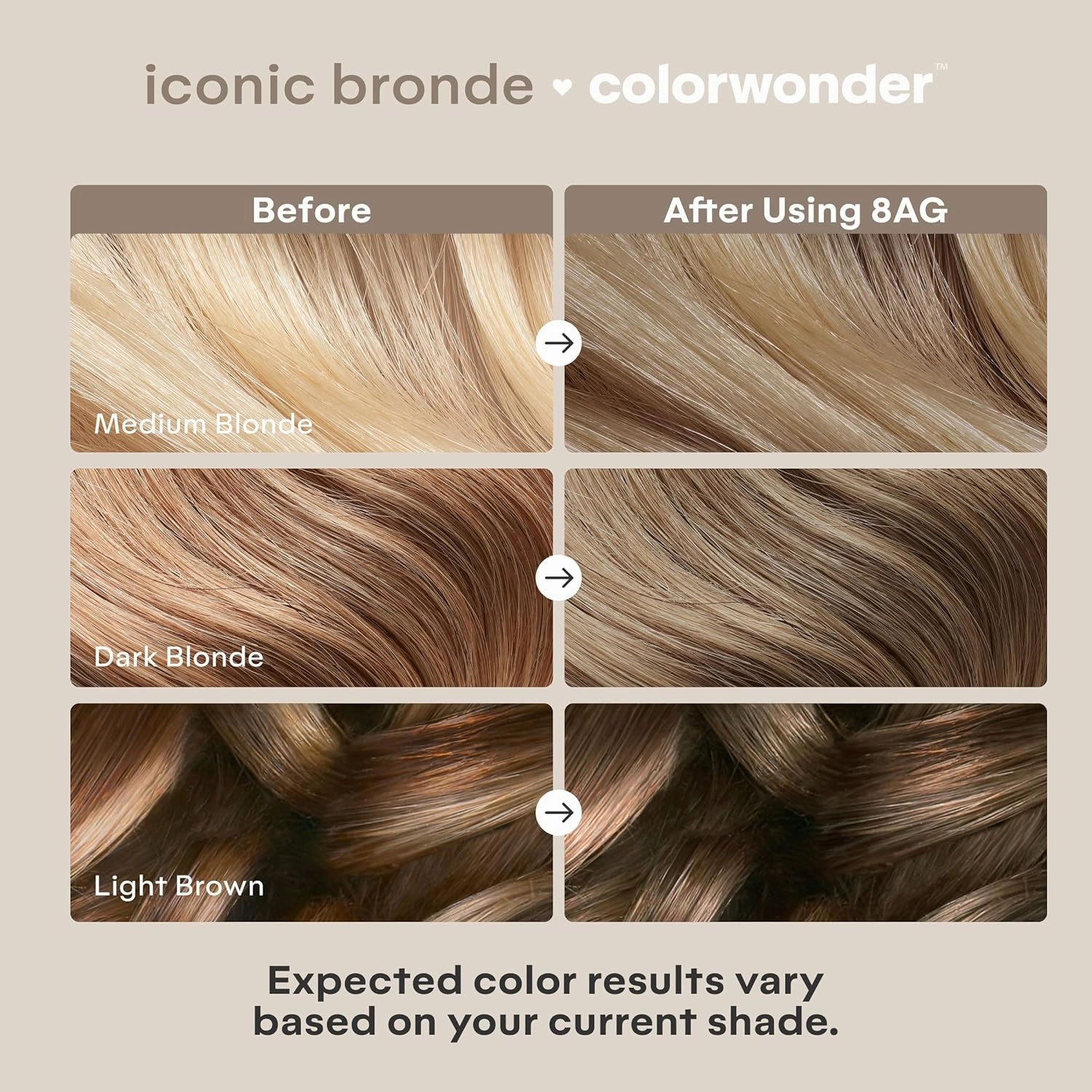 Madison Reed colorwonder Demi-Permanent Hair Color, Effortless At-Home Hair Dye, Ammonia-Free, Cruelty-Free, Iconic Bronde (8AG Dark Beige Bronde), Pack of 2