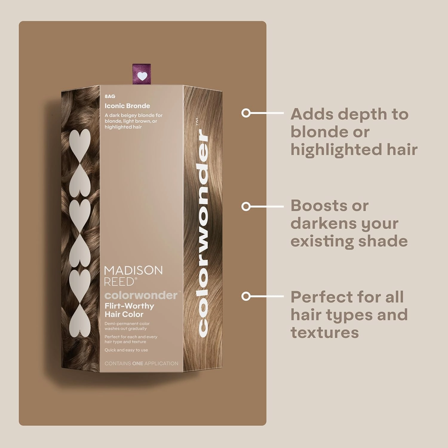Madison Reed colorwonder Demi-Permanent Hair Color, Effortless At-Home Hair Dye, Ammonia-Free, Cruelty-Free, Iconic Bronde (8AG Dark Beige Bronde), Pack of 2