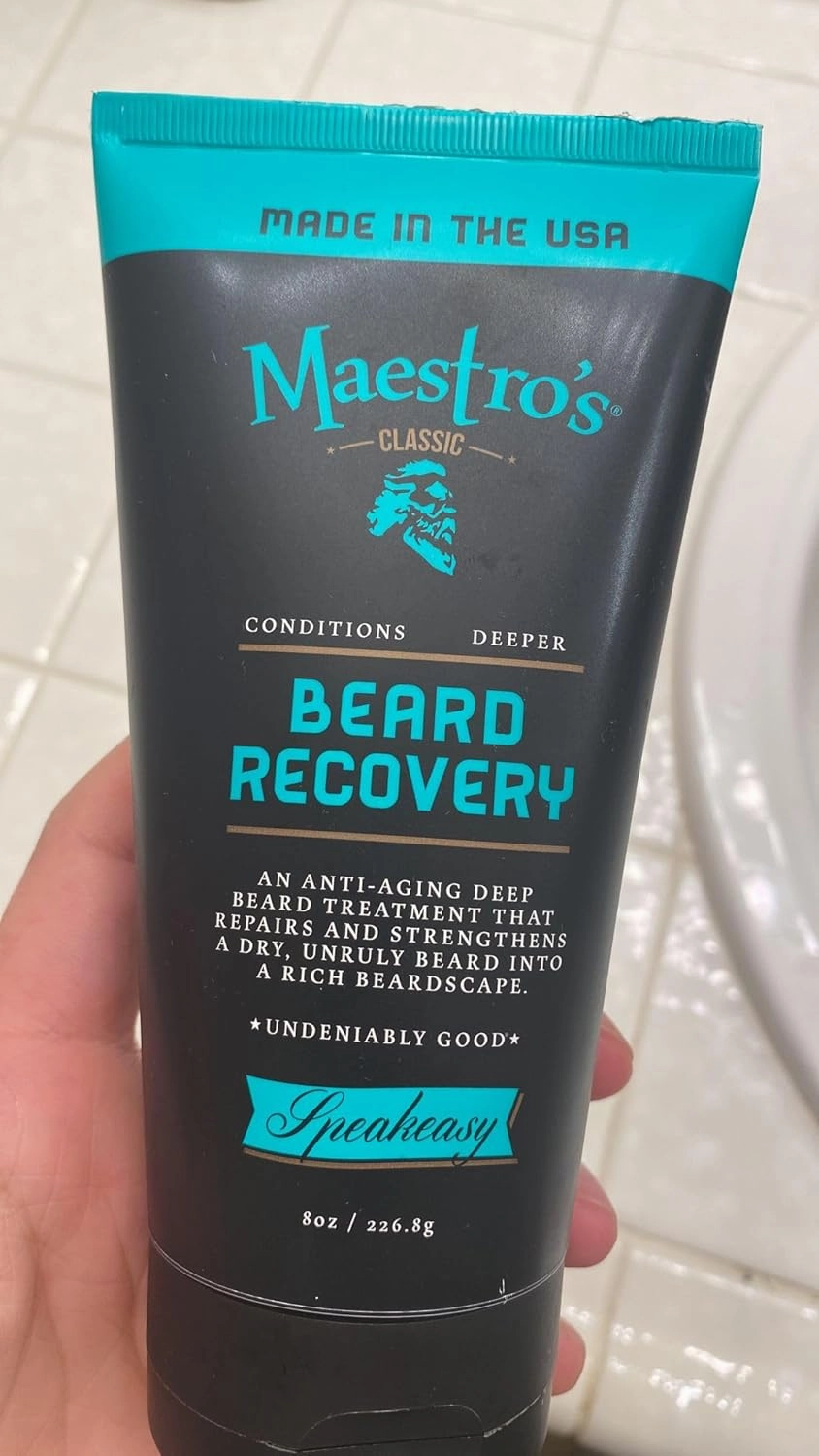 Maestro's Classic Beard Recovery Tube – Spirited Blend Moisturizer & Conditioner for Men | Hydrates, Softens & Revives | For All Hair Types & Daily Care, 8 oz