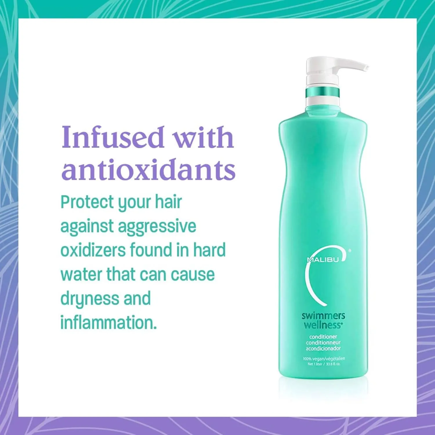 Malibu C Swimmers Wellness Conditioner - Moisturizing Conditioner for Swimmers - Strengthening Proteins Help Prevent Brittle, Dry Hair from Swimming