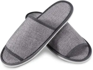 maltose Disposable Slippers 5 PCS 11.4 x 4.5 Inches Upgrade Breathable Linen Bulk House Slippers for Guests Washable Thick Non-slip Sole Hotel Spa Slippers for Women Men