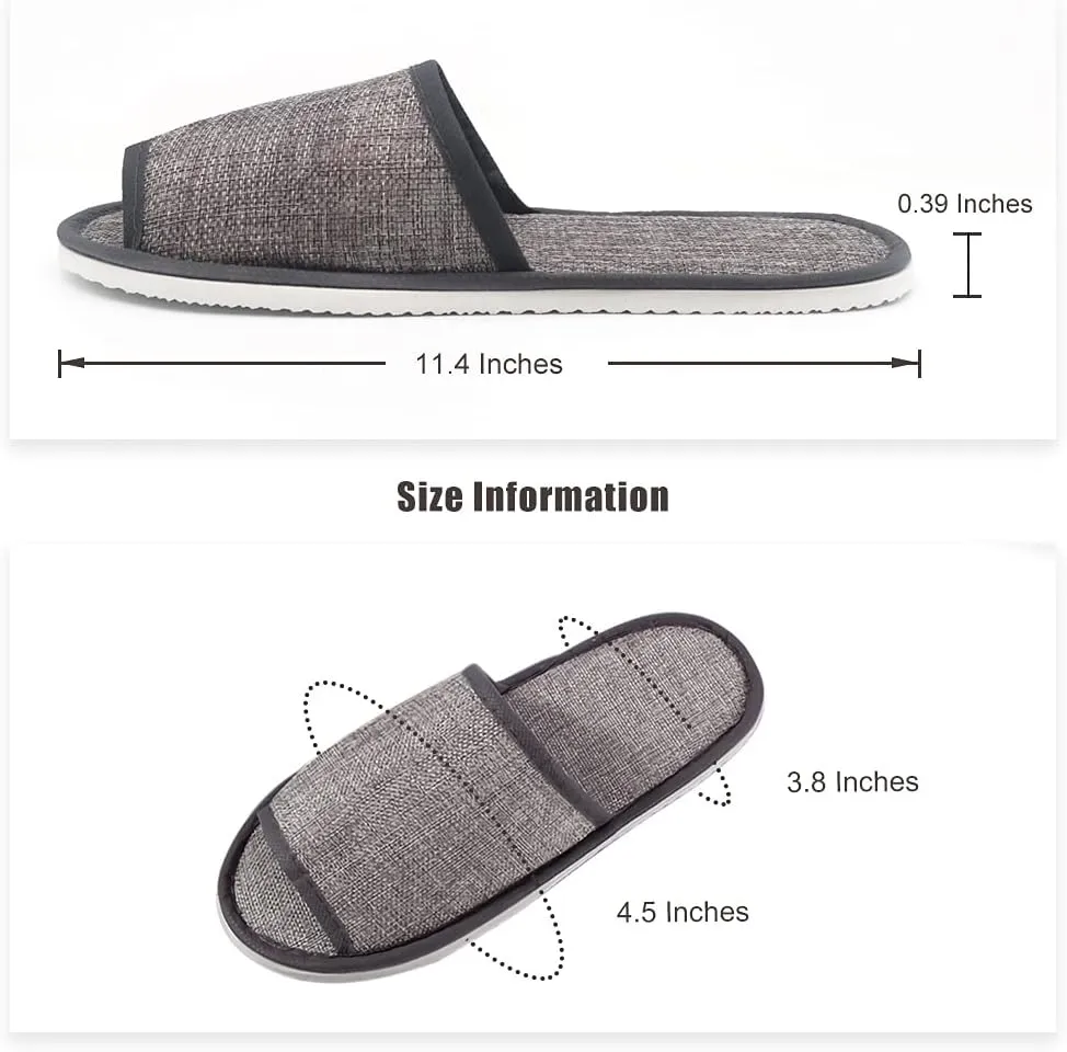 maltose Disposable Slippers 5 PCS 11.4 x 4.5 Inches Upgrade Breathable Linen Bulk House Slippers for Guests Washable Thick Non-slip Sole Hotel Spa Slippers for Women Men