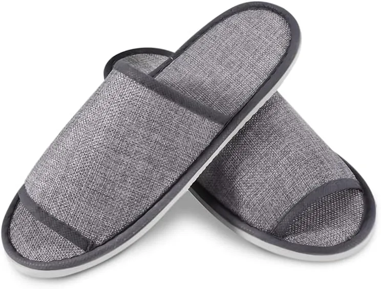 maltose Disposable Slippers 5 PCS 11.4 x 4.5 Inches Upgrade Breathable Linen Bulk House Slippers for Guests Washable Thick Non-slip Sole Hotel Spa Slippers for Women Men